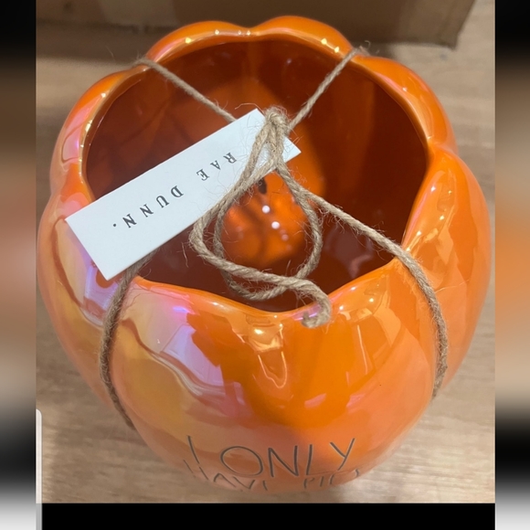 Rae Dunn Iridescent Orange Pumpkin I only have pies for you planter - Picture 3 of 6